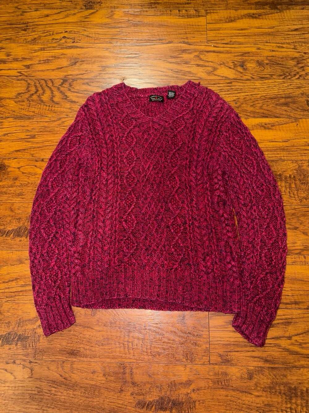 Vintage American Eagle Outfitters Red Marled Cable Knit Sweater Size Small